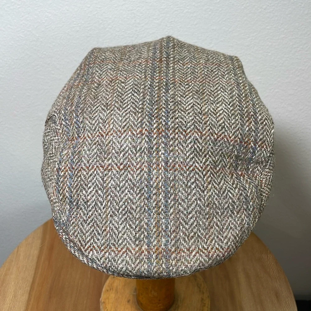Vintage Dunn & Co Rutland County Cap Wool Cabbie Newsboy Brown Tweed Size 7